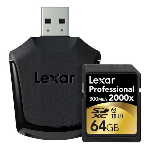 Lexar 64GB 2000x Professional SDHC RDR UII 300Mb/sn USB Kart Okuyuculu
