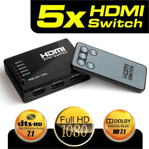 Dark Full HD 5 Giriş 1 Çıkışlı Uzaktan Kumandalı HDMI Switch (DK-HD-SW4X1TV)