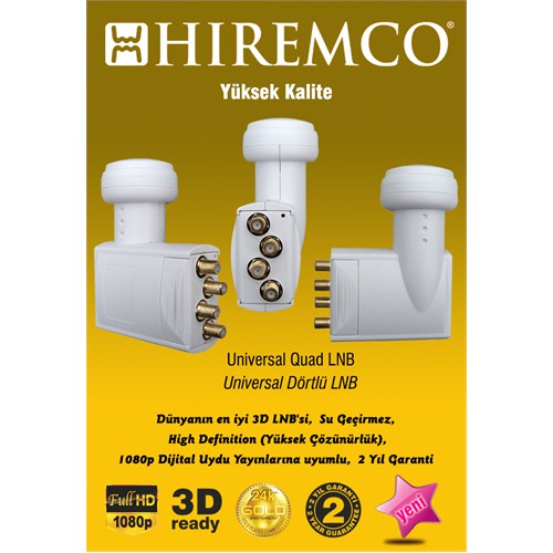 Hiremco 3D-Full HD Dört Çıkışlı Üniversal LNB