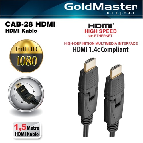Goldmaster Cab-28 4K 3D Full HD Altın Uçlu HDMI Kablo (1,5 metre)
