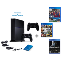 Sony Playstation 4 500 Gb Oyun Konsolu + Pes 2017 ( Türkçe ) + Gta 5 + Mortal Combat Xl + 2. Kol