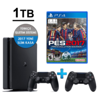 Playstation 4 Slim 1TB + 2. Kol + Pes 17 (İthalatçı Garantili)