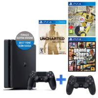 Sony Ps4 500Gb Konsol+ Fifa 17 + Gta 5 + Uncharted Col + 2 Kol V2