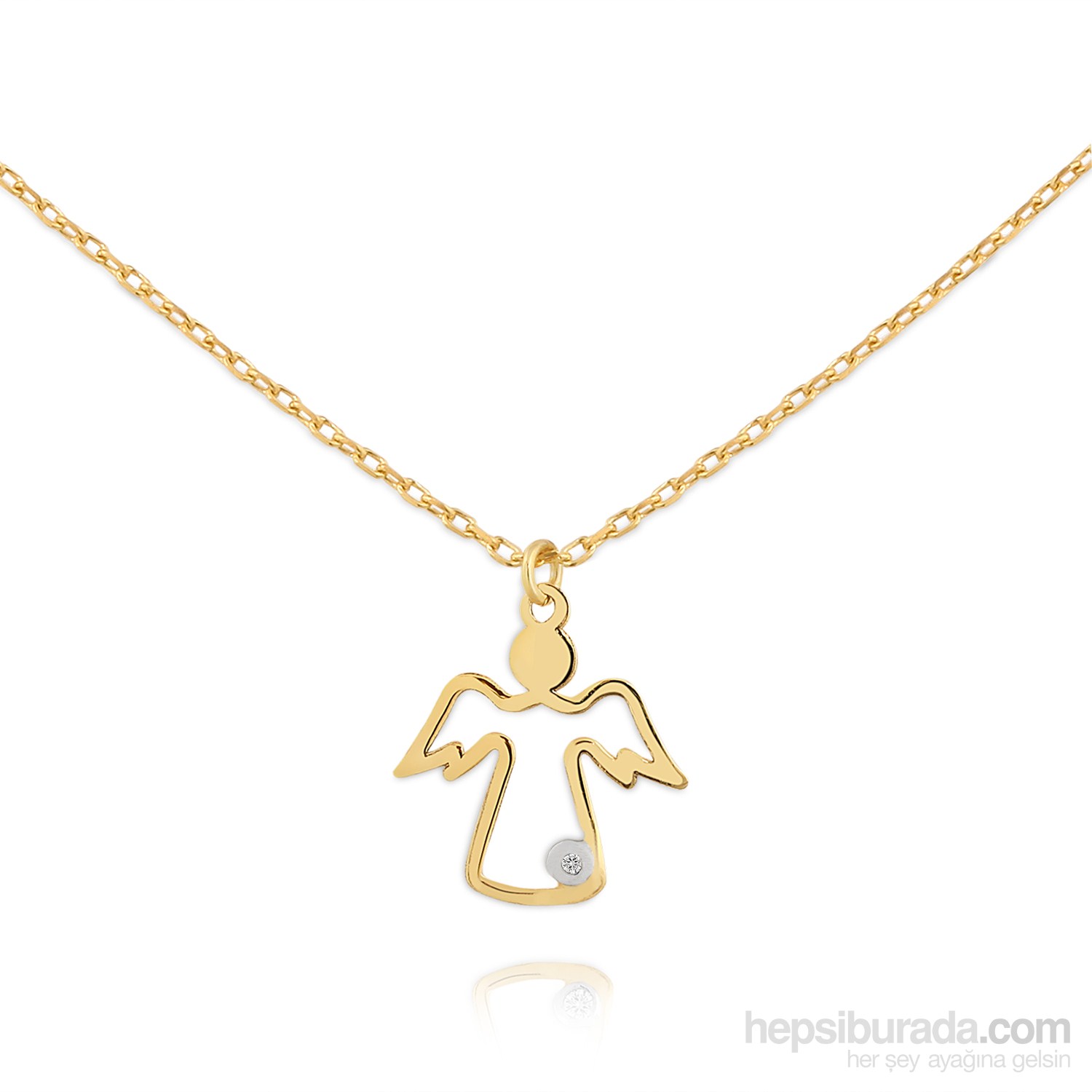 Chavin Meleğim Pırlanta Taşlı Bayan Altın Kolye Çikolatalı