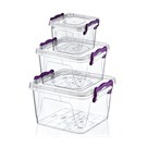 Hobby Life Plastik 3 Lü Kare Multi Set (0,55+1,2+2,4Lt) Saklama Kabı