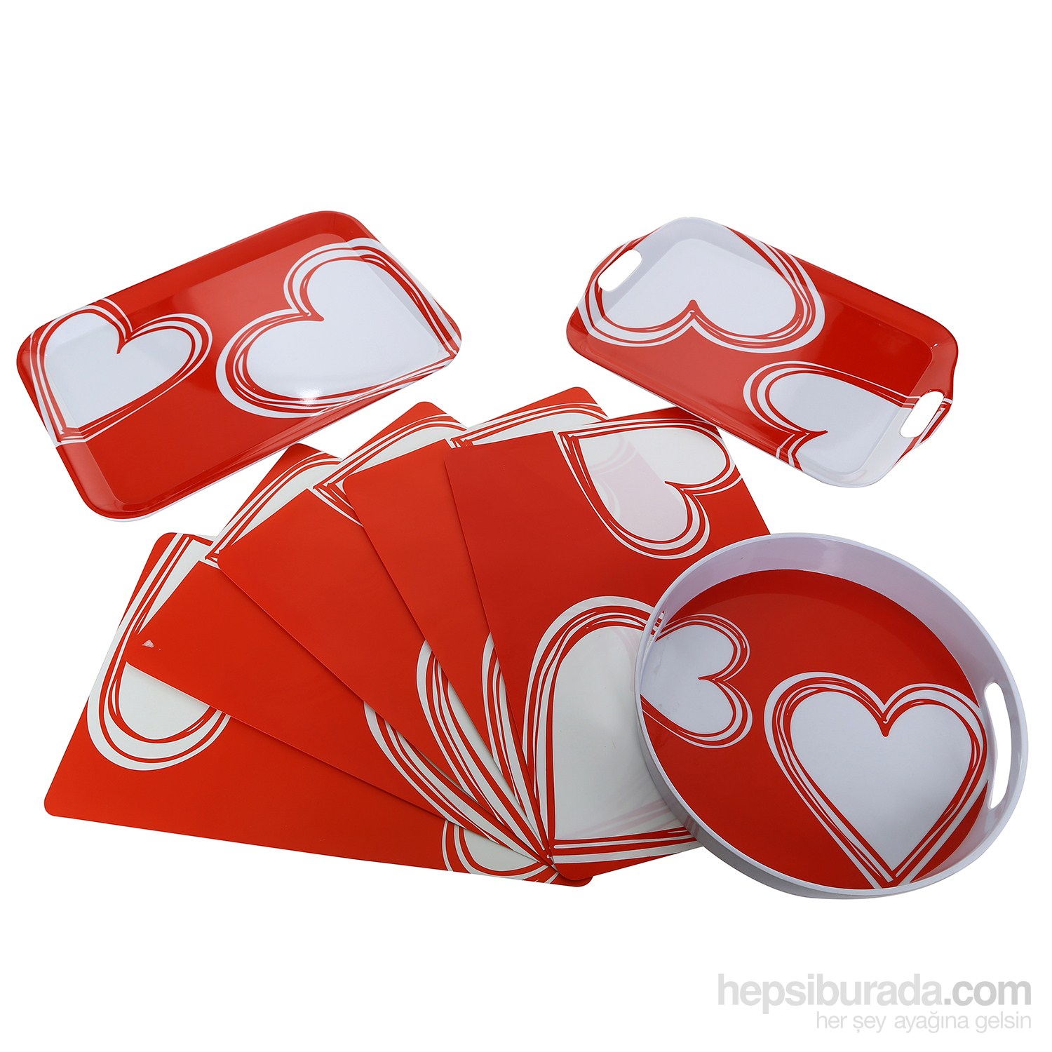 Bosphorus Melamin Kırmızı Kalp 4lü Set