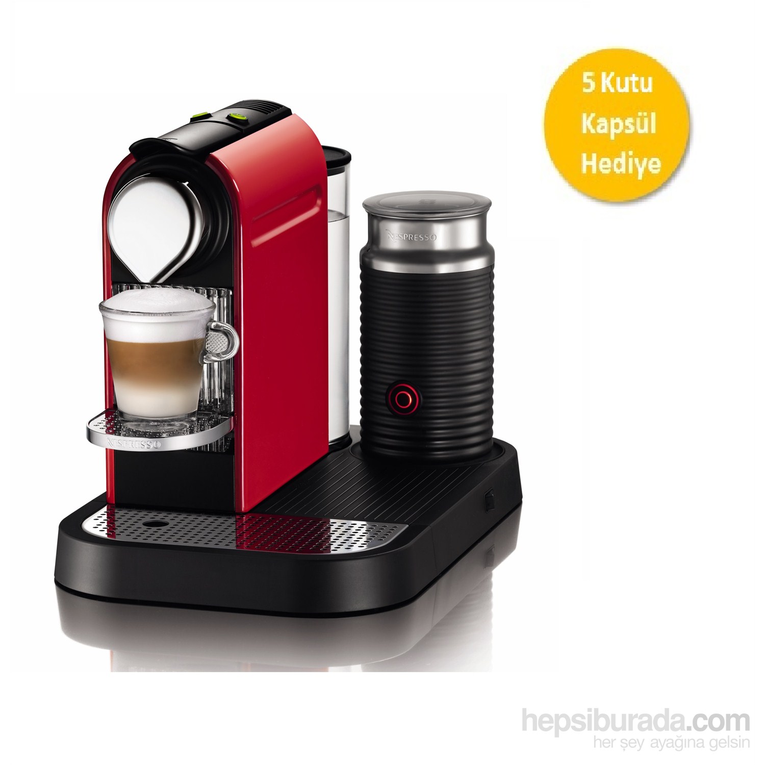 Nespresso C121 Citiz&Milk Kahve Makinesi-Kırmızı Renkli