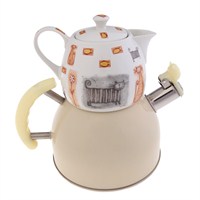 Cats By Luyano Düdüklü Çelik Çaydanlık Takımı CAT2 KREM