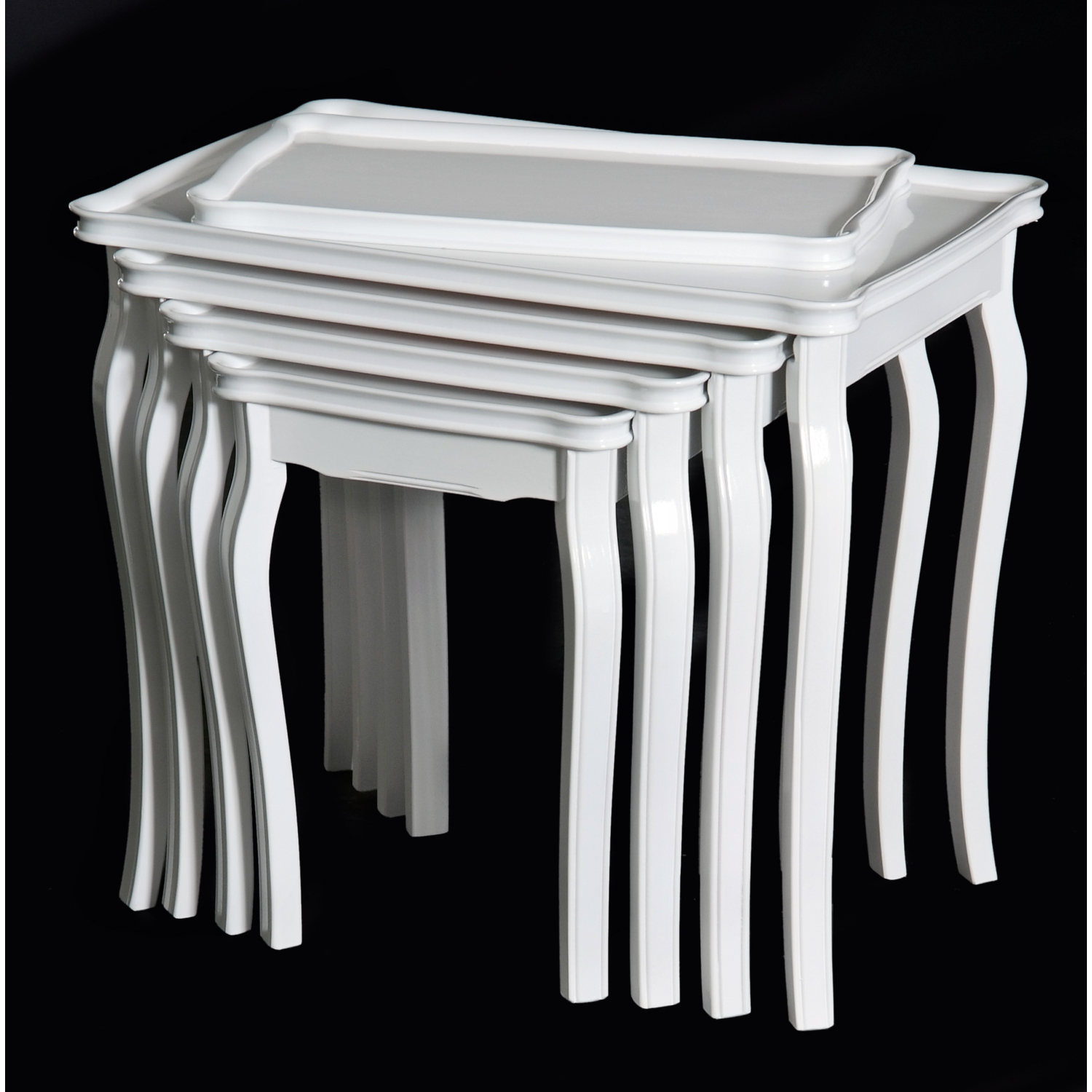 Osmanlı Mobilya Ankara 4Lü Tepsili Zigon Sehpa Lake Beyaz