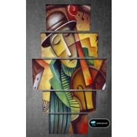 Evmanya Deco Picasso Keman 100x50 cm 5 parçalı Kanvas Tablo