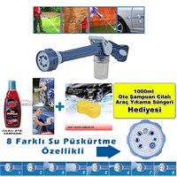 Rotacar Basınçlı ve Köpüklü Yıkama Tabancası 1000 ml Oto Şampuan Cilalı Sünger Hediyeli