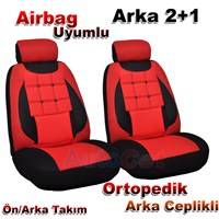 Stil Ekostar Fiat DOBLO Kırmızı-Siyah 2+1 Oto Koltuk Kılıfı (31357)