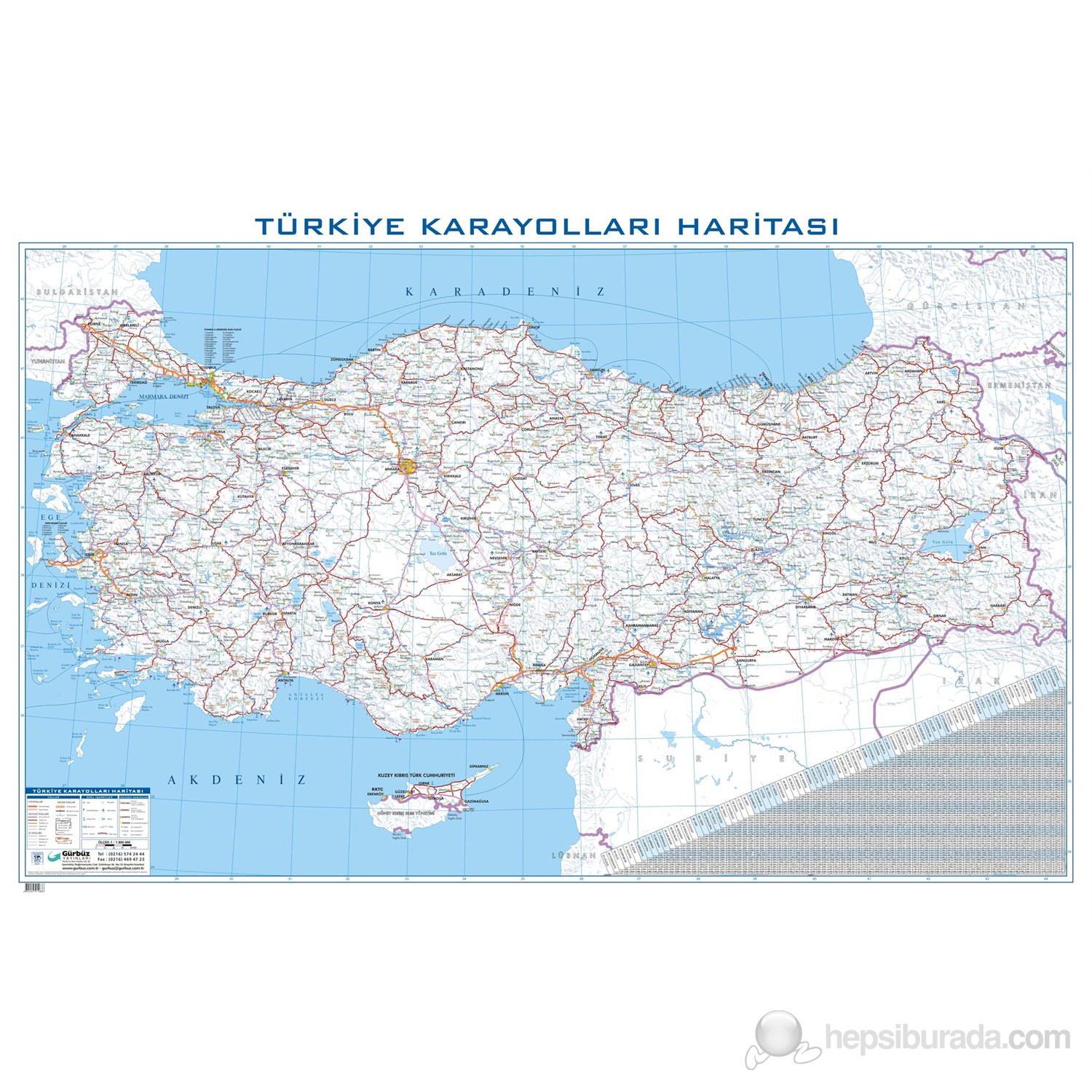 Türkiye Karayolları Haritası 70X100 Fiyatı - Taksit Seçenekleri