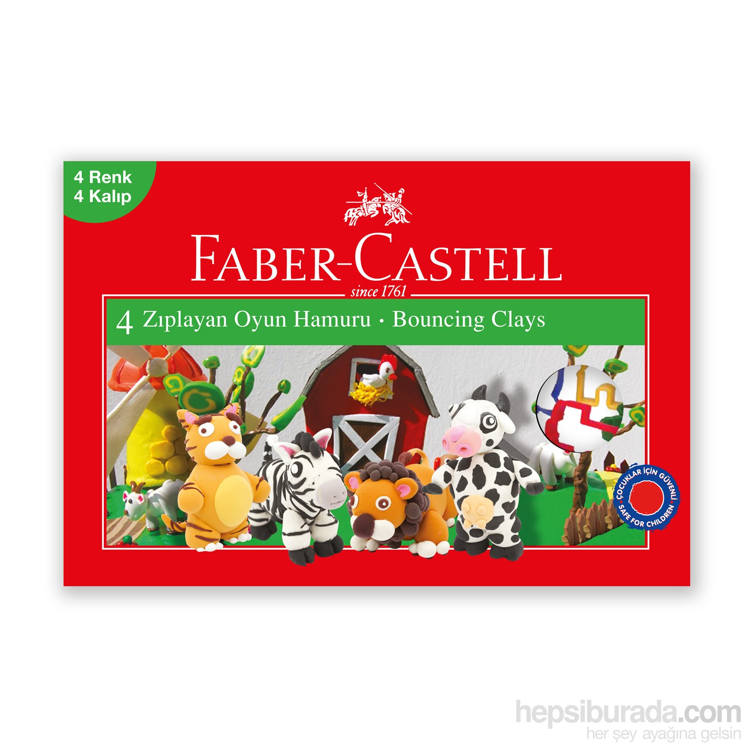 Faber-Castell Su Bazlı Zıplayan Oyun Hamuru 4 Renk