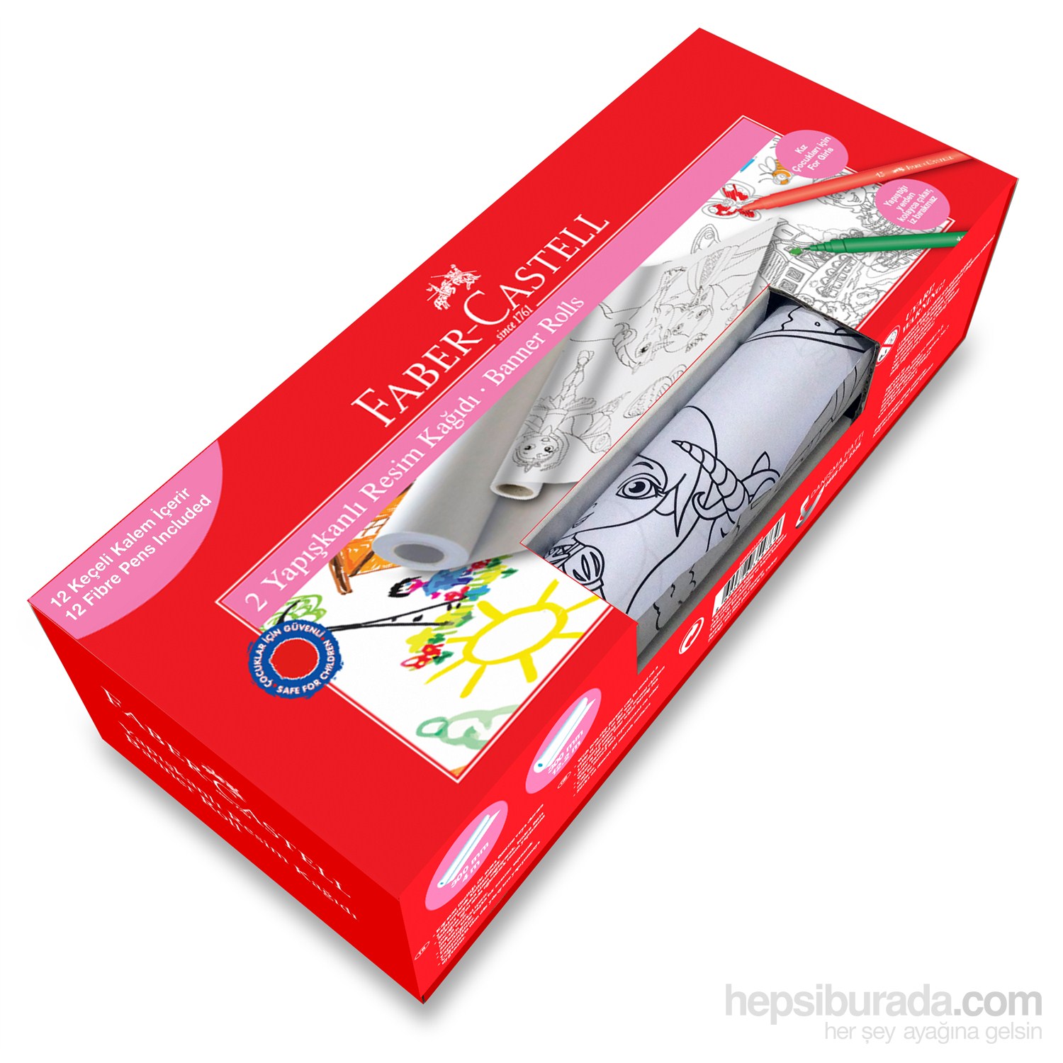 Faber-Castell Baskılı Yapışkanlı Resim Kağıdı & Keçeli Kalem Seti - Kız (5089871100)