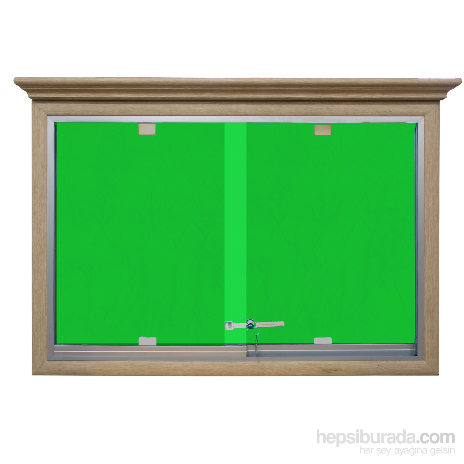 Akyazı 90x120 Ahşap Camekanlı Kumaşlı Pano (Yeşil)