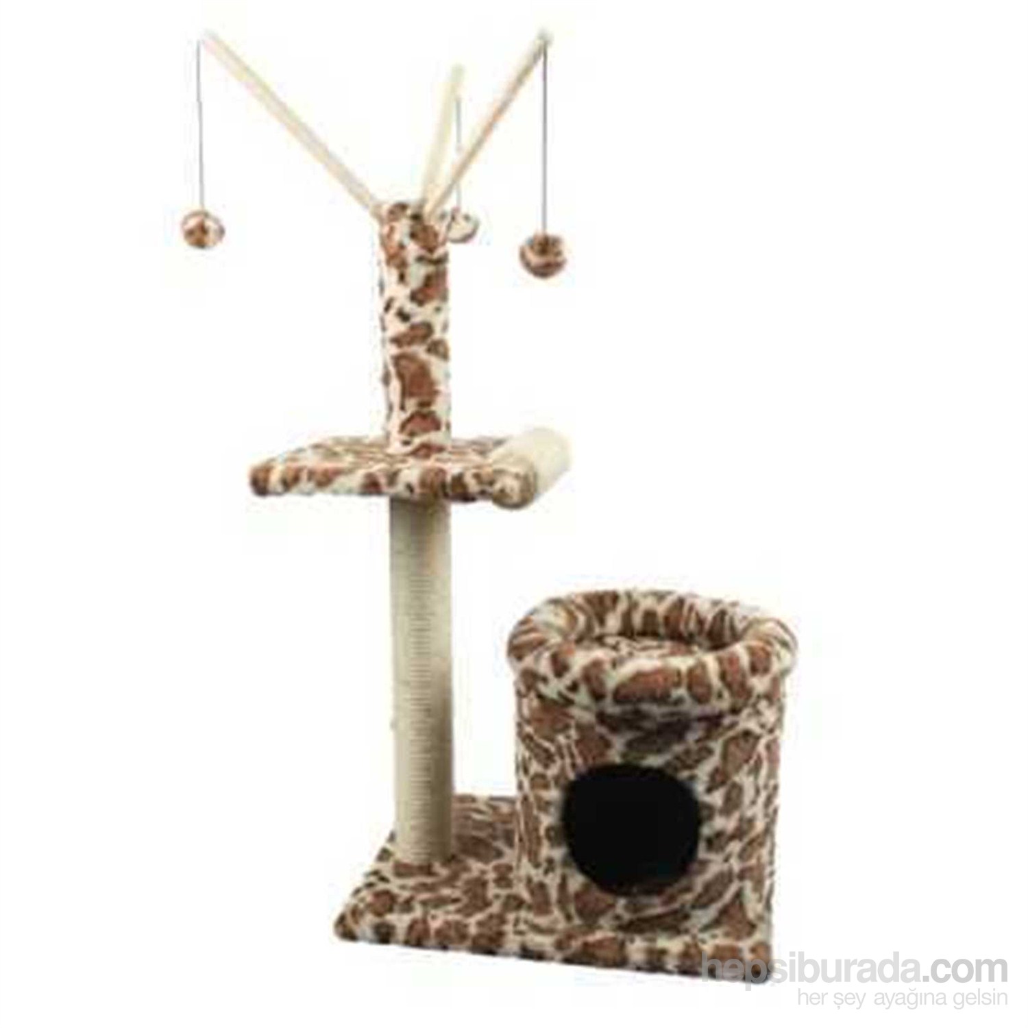 Ranna Leopar Desenli Kedi Evi ve Kedi Tırmalama Tahtası - 102,5 cm
