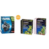 Fluval 205 Dış Filtre 680 L/H +Marina Aktif Karbon 200 Gr+Marina Elyaf 40 Gr Hediyeli !