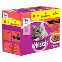 Whiskas Pouch Multipack Etli Çeşitleri Yaş kedi Maması 8 Al 4 Bedava gk