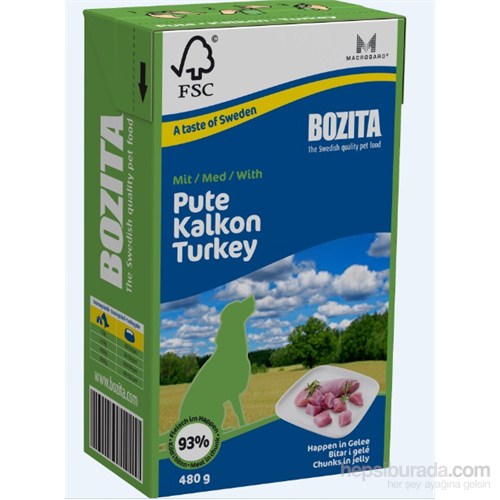 Bozita Hindi Aromalı Jöleli Parçalı Tetra Paket Köpek Konservesi (Chunks in Jelly with Turkey) 480 G