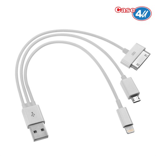 Case 4U USB Şarj Kablosu 3in1 (Apple ve Micro USB)