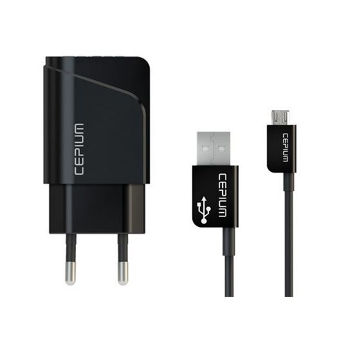 Cepium 2.1 Ev Şarj Cihazı ve Mikro USB Kablo-Siyah - TR-1453/2_S