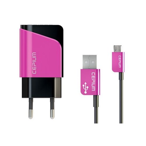 Cepium 2.1 Ev Şarj Cihazı ve Mikro USB Kablo-Pembe - TR-1453/2_P