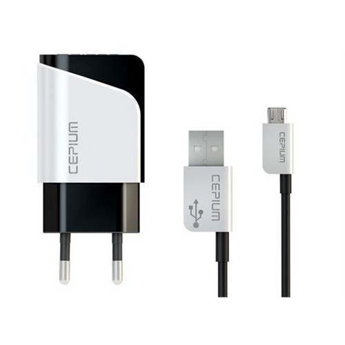 Cepium 2.1 Ev Şarj Cihazı ve Mikro USB Kablo-Beyaz - TR-1453/2_B