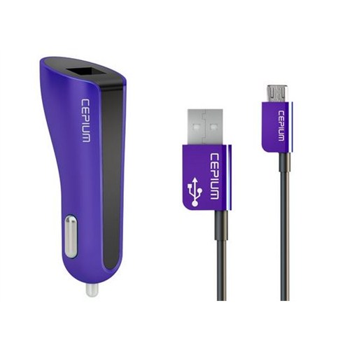 Cepium 2.1A Araç Şarjı ve Mikro USB Kablo-Mor - CC-1453/2_M