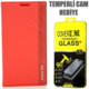 CoverZone HTC Desire 816 Kılıf Kapaklı Magnum Kırmızı + Temperli Cam