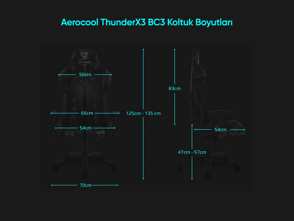 Aerocool ThunderX3 BC3 Black Hawk Siyah Gri Oyuncu Koltu u Fiyat