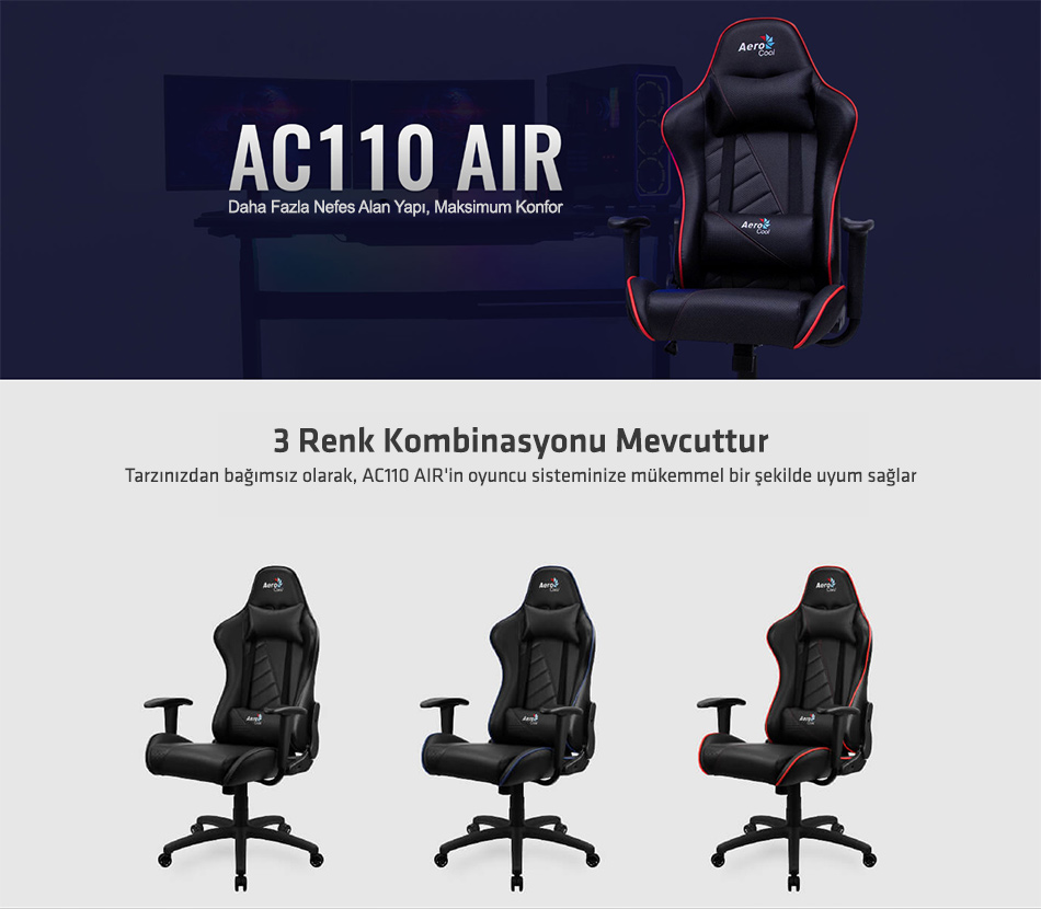 Aerocool AC110BRAIR Hava Delikli Siyah Profesyonel Oyuncu Fiyatı