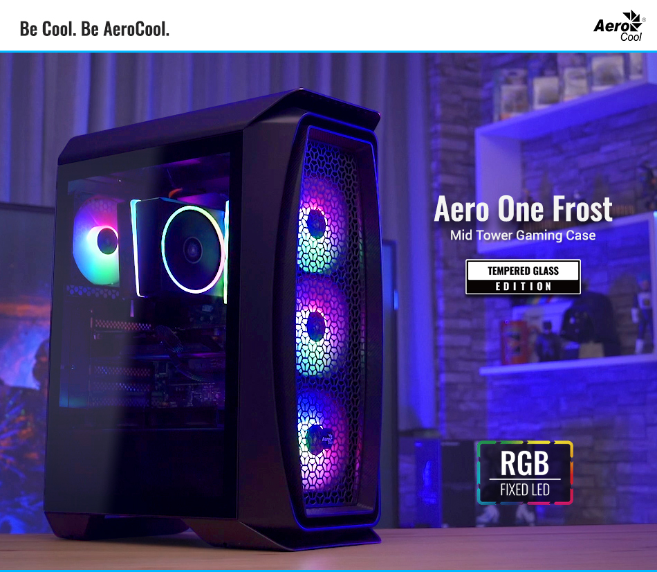 Aerocool Aero One Frost Cam Yan Panel 4x12cm FRGB USB 3.0 Pencereli ...