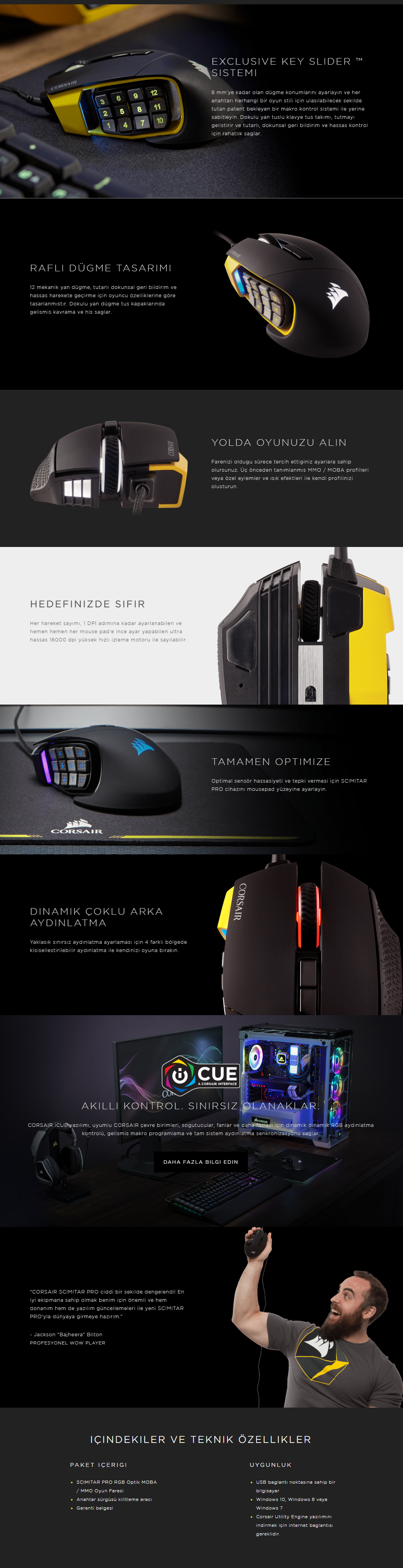 Corsair Gaming Scimitar Pro RGB Optik DPI Siyah Oyuncu Fiyatı Corsair Gaming Scimitar Pro RGB Optik DPI Siyah Oyuncu Mouse