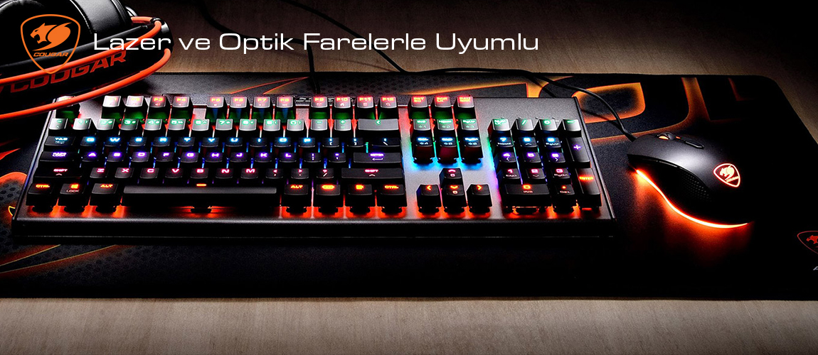 Cougar Arena Black Lazer ve Optik Farelerle Uyumlu