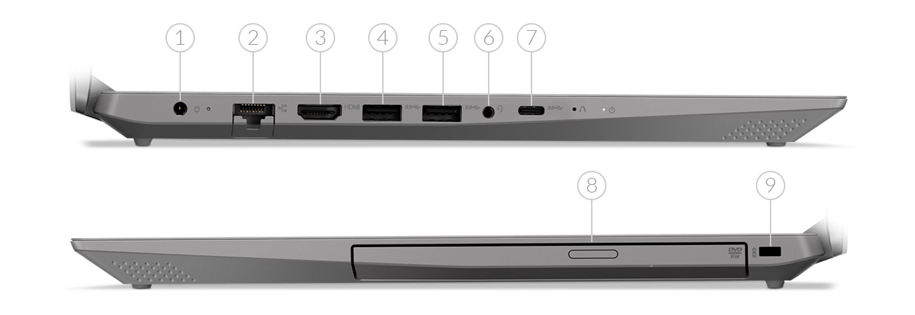 Lenovo IdeaPad L340 15 side views showing ports