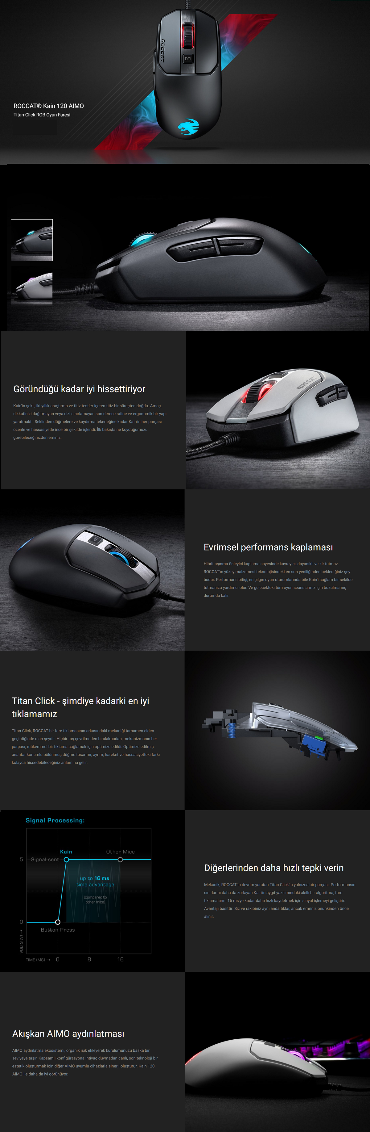 Roccat Kain 1 Aimo Siyah Oyuncu Mouse Fiyati Taksit Secenekleri