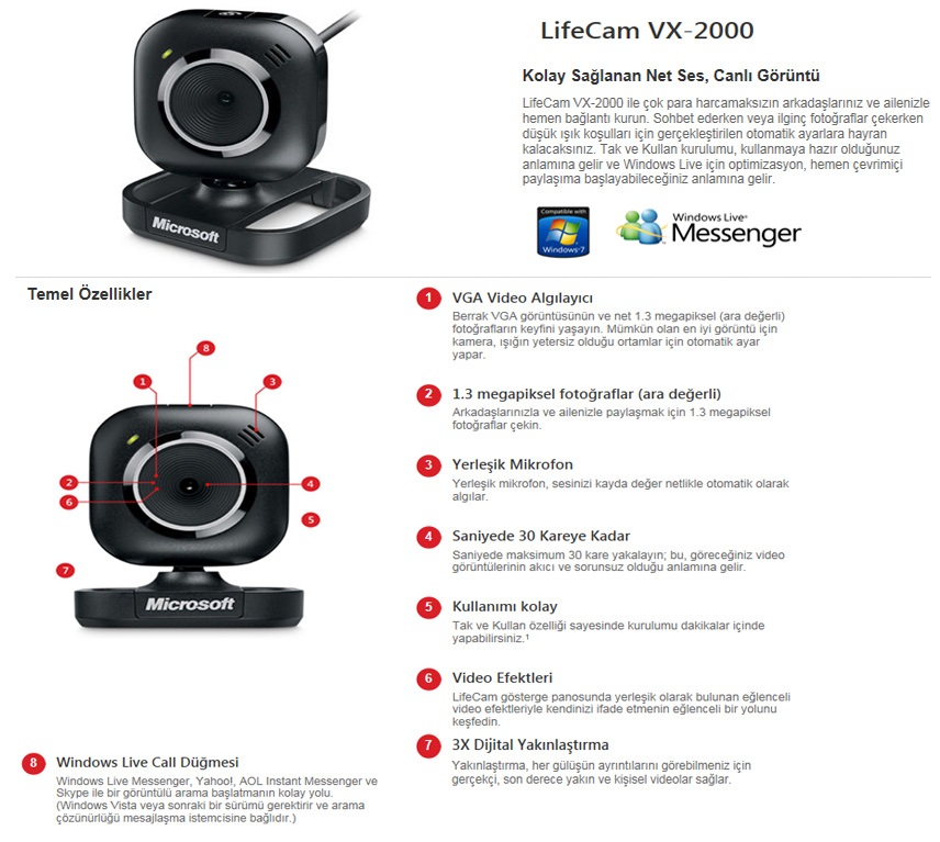 Microsoft Life Cam Vx 00 Webcam Yfc Fiyati
