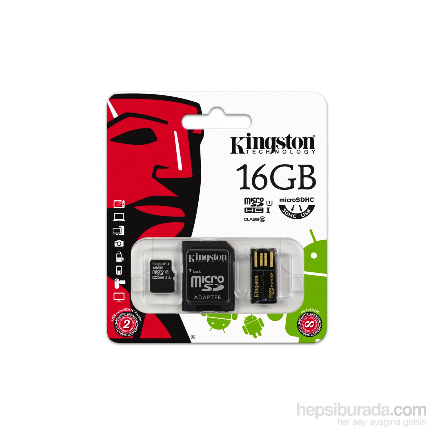 Kingston 16GB Mobilty Kit MicroSD Class 10 Sd + Usb Adaptör Kit Hafıza Kartı MBLY10G2/16GB
