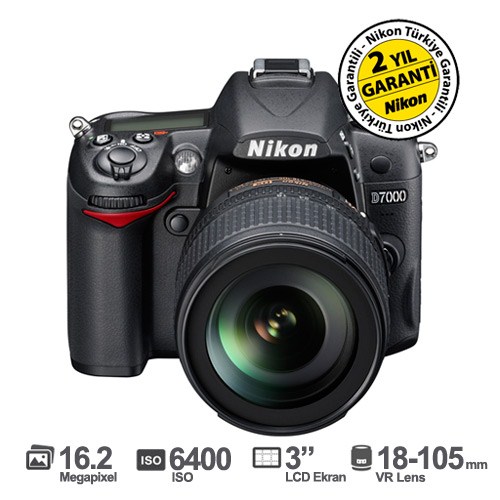 Nikon D7000 18-105mm VR KIT 16.2 MP 3" LCD Dijital SLR Fotoğraf Makinesi