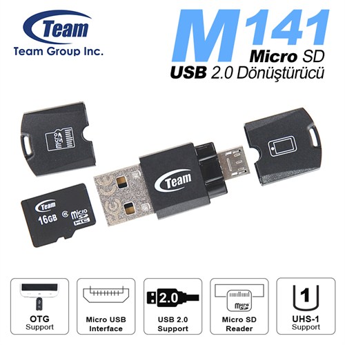 Team M141 MicroSD - MicroUSB / USB 2.0 Dönüştürücü (TMUM141CR)