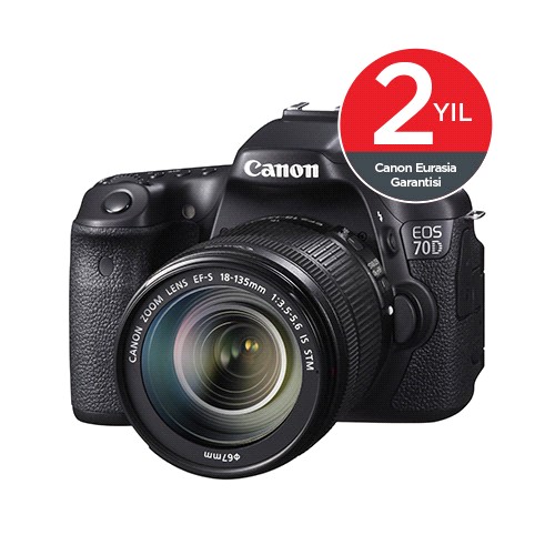Canon Eos 70D 18-135 IS STM 20,2 MP 3" LCD Ekran SLR Dijital Fotoğraf Makinesi ( Dokunmatik Ekran )