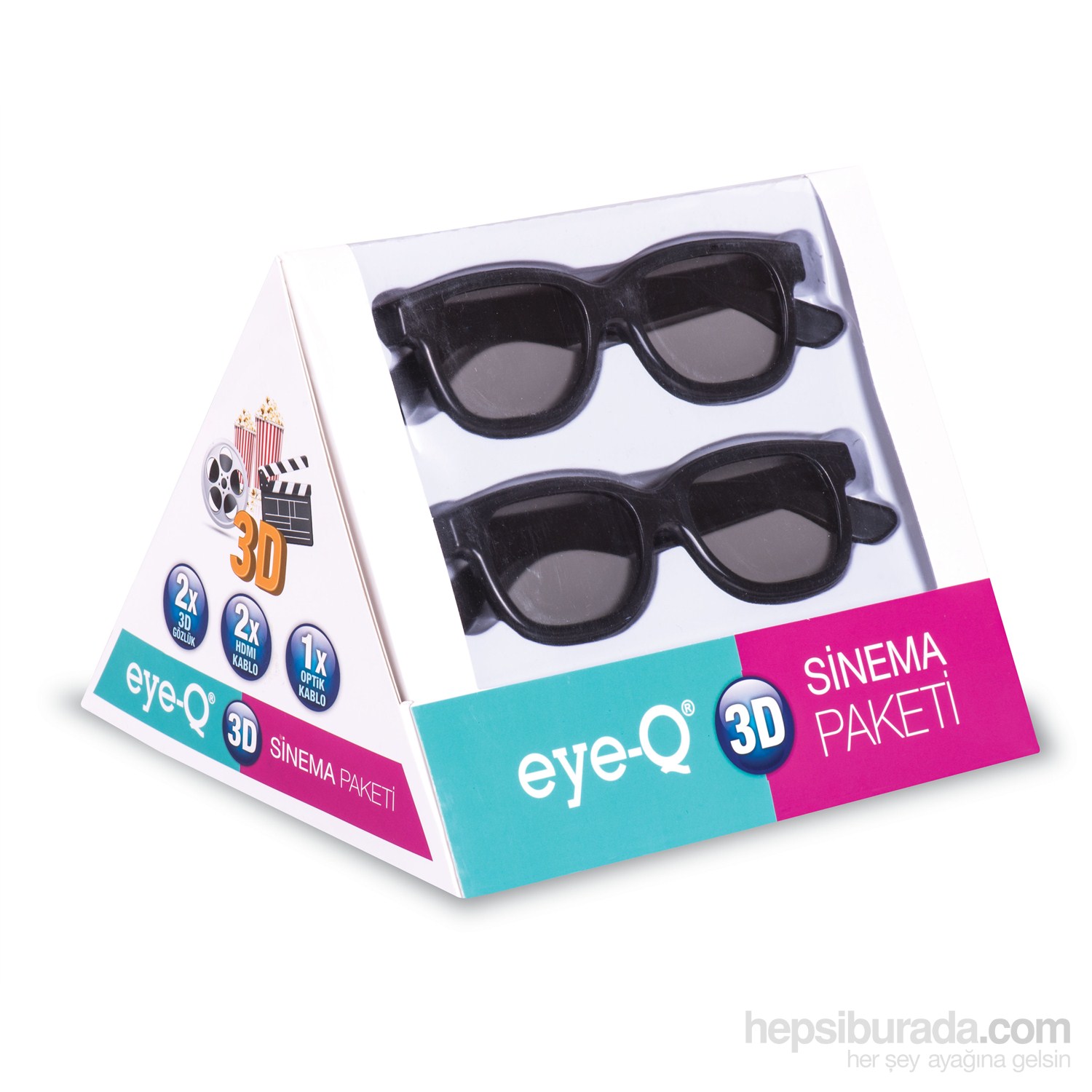 EYE-Q 5’li Sinema Paketi (2 adet 1.4 versiyon 1,5 m HDMI altın uçlu kablo+2 adet 3D gözlük+1 adet op