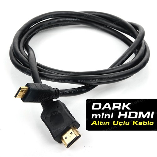 Dark 24 Ayar Altın Kaplama 1080p 3D Destekli HDMI 1.3c 1.5 Metre Mini HDMI-HDMI Kablo