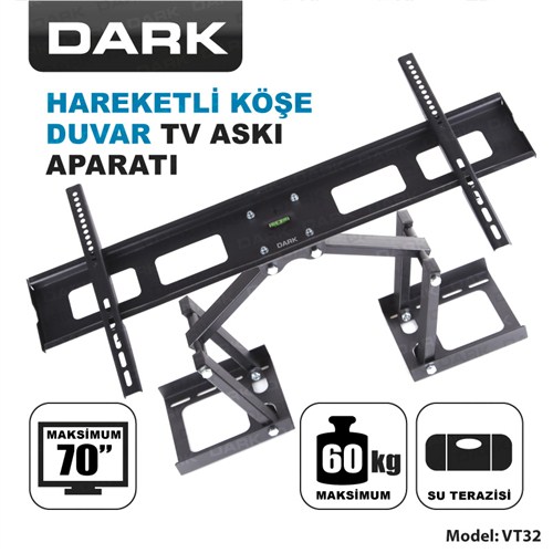 Dark DK-AC-VT32 37’-70’ Hareketli Köşe/Duvar TV Askı Aparatı
