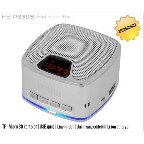 Frisby FS-P230S TF/SD Taşınabilir Usb Gümüş Mini Fm Speaker