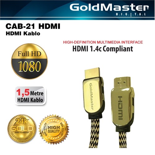 Goldmaster Cab-21 4K 3D Full HD Altın Uçlu HDMI Kablo (1,5 metre)