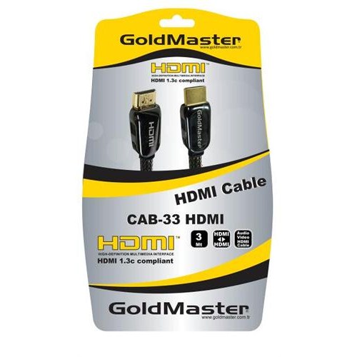 Goldmaster CAB-33  Full HD 3D Altın Uçlu HDMI Kablo (3 metre)