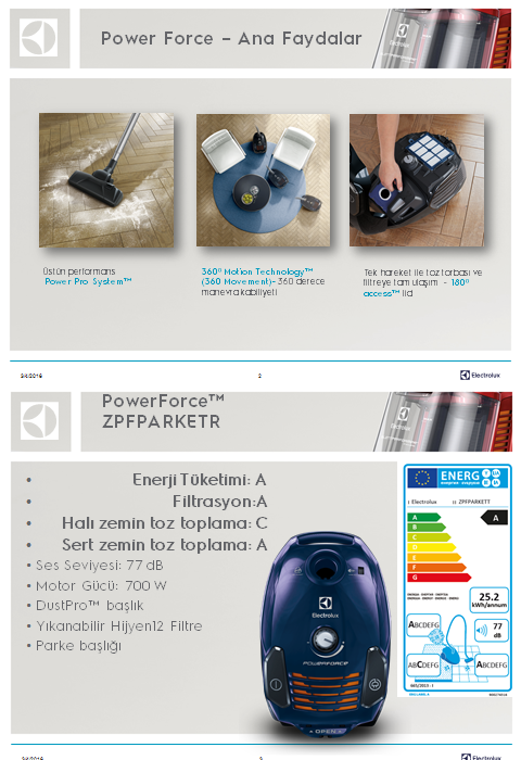 Electrolux Power Force ZPFPARKETR Elektrikli S p rge Fiyat