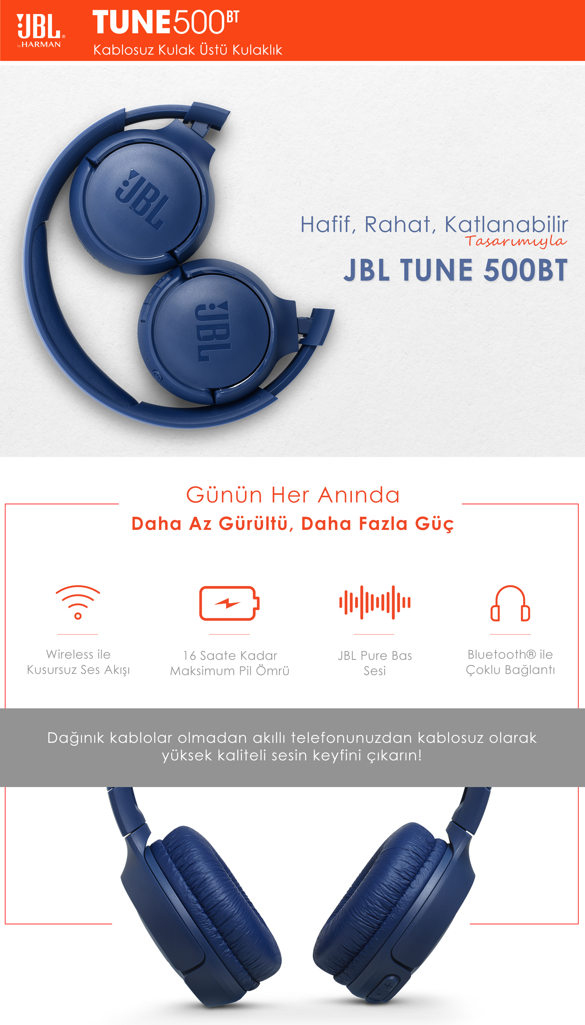 Bütçemegöre JBL Tune 500BT Mavi